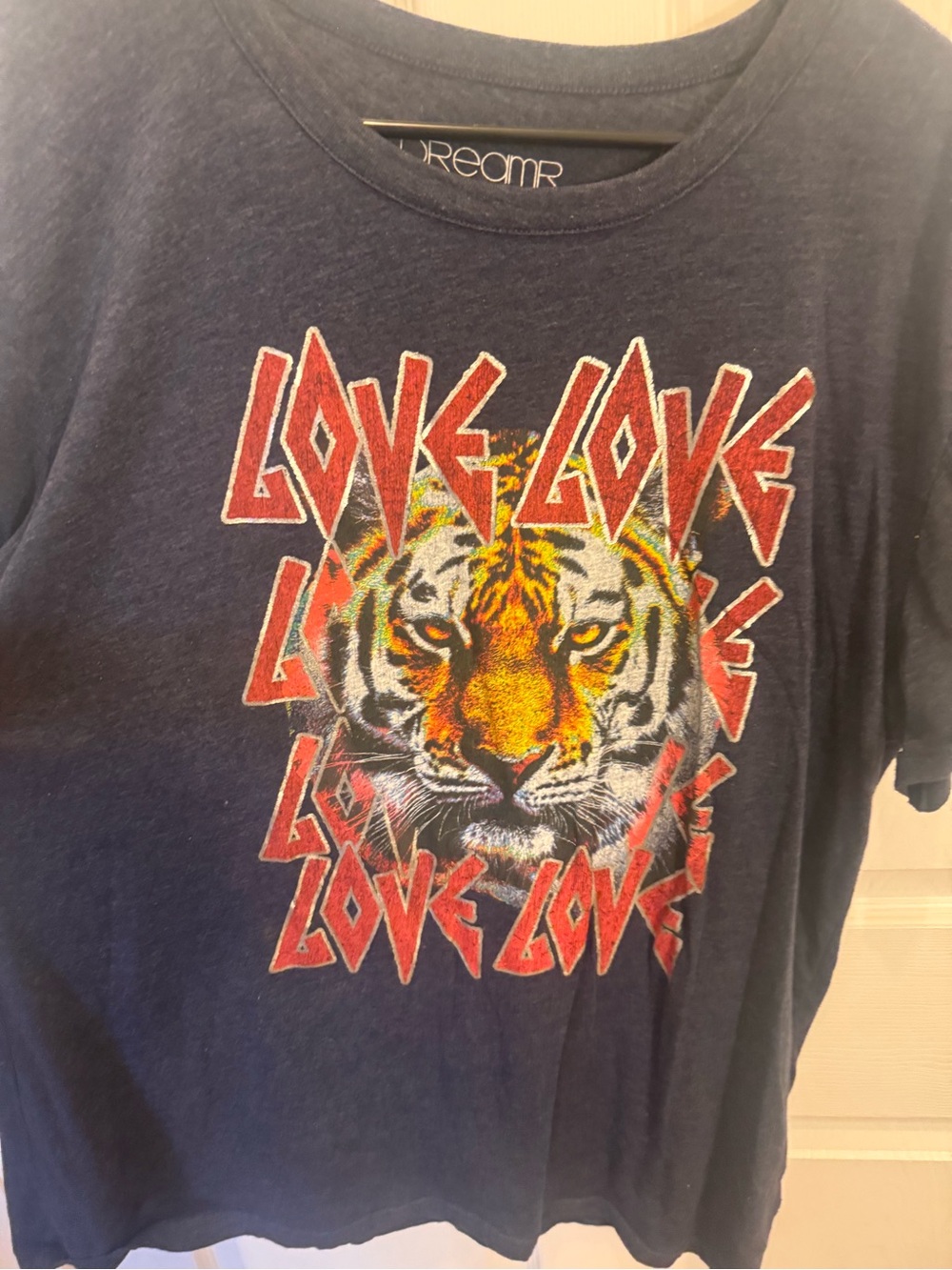 Dreamr Navy Graphic Tiger 'LOVE' Short Sleeve Tee XL